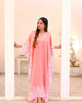 spring pink floral kaftan