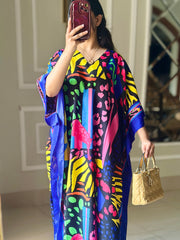Blue Multi C-Lawn Kaftan New Launching