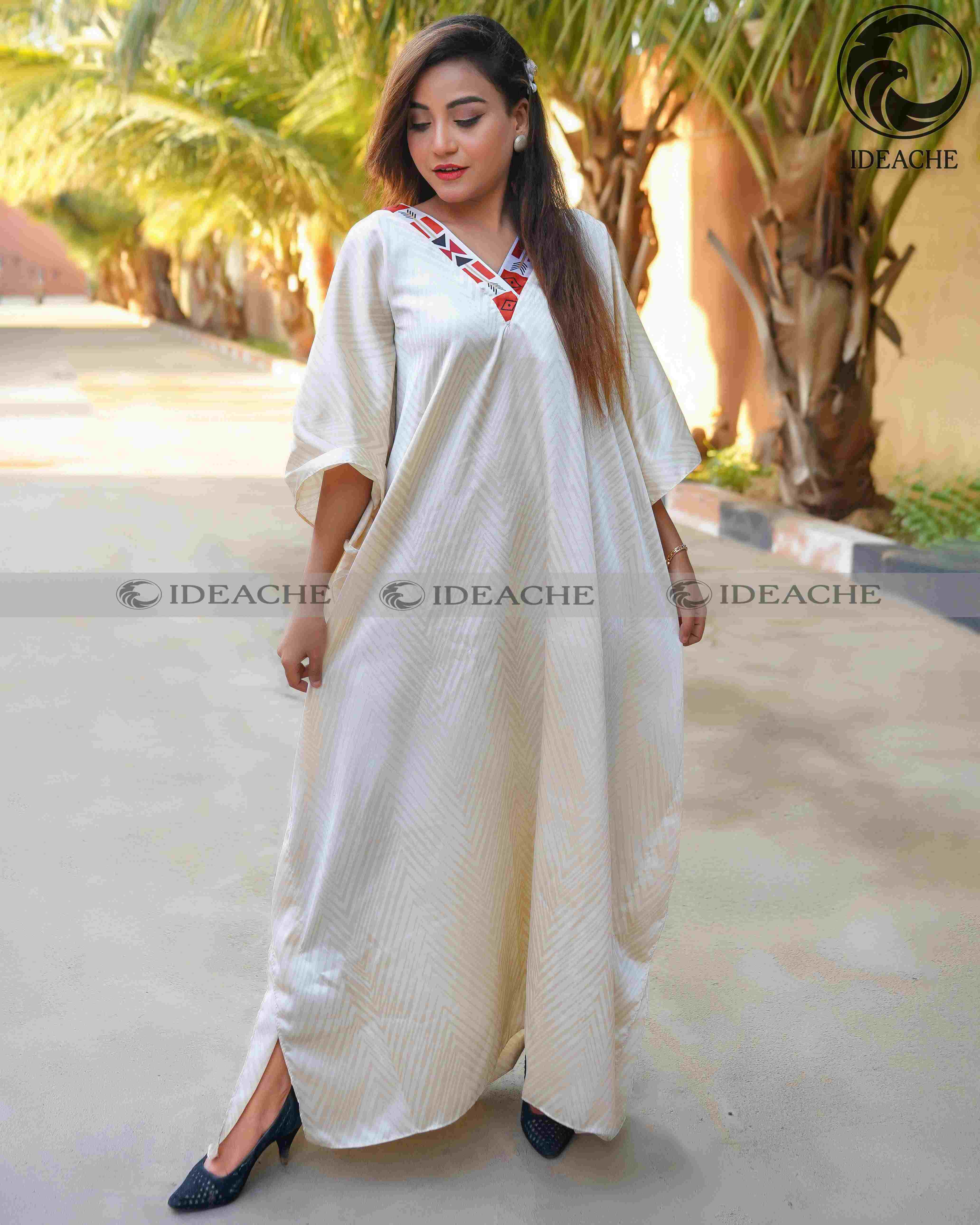Moon White Long Kaftan