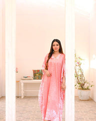 spring pink floral kaftan