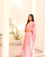 spring pink floral kaftan