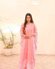 spring pink floral kaftan